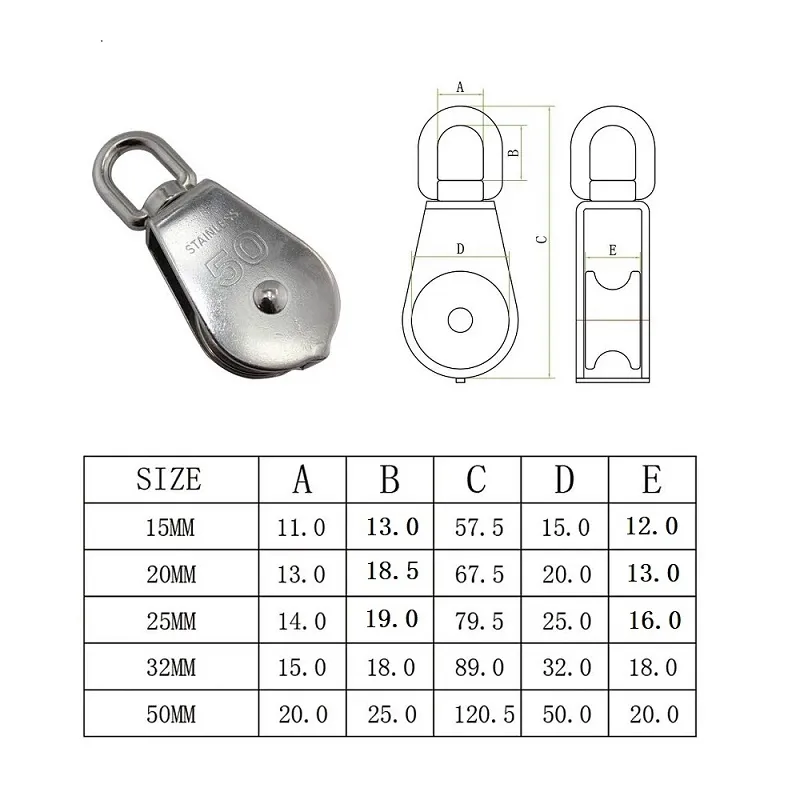 5PCS Quick Release Snap Shackle 316 Stainless Steel 70mm 87mm