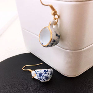 Hmeme Cổ Điển Handmade Gốm Teacup Bông Tai Cho Phụ Nữ Men Cup Bông Tai Đồ Trang Sức Quà Tặng