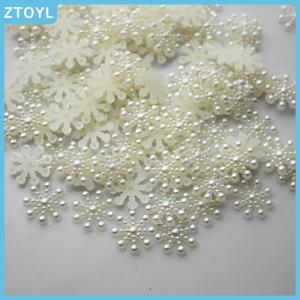 ZTOYL  100× Snowflake Flatback Pearl Embellishments Christmas Craft DIY Tools