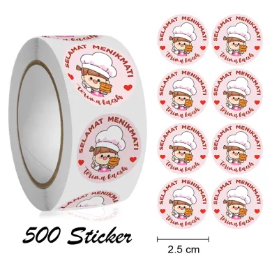 MALL - 500Pcs Stiker Thankyou SELAMAT MENIKMATI Sticker Terima Kasih Serbaguna Makanan Packaging Lebaran STC10