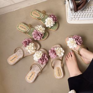 PARCEL Sweet Flower Flip Flops Holiday Waterproof Vacation Beach Slippers Shoes Non-Slip Seaside Sandals Girls