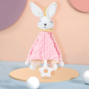 EZYLITTLES Baby Animal Soothing Towel Cloth Soft Plush Doll Teether Handkerchief Comfort Blanket Raffles Bell Handkerchief