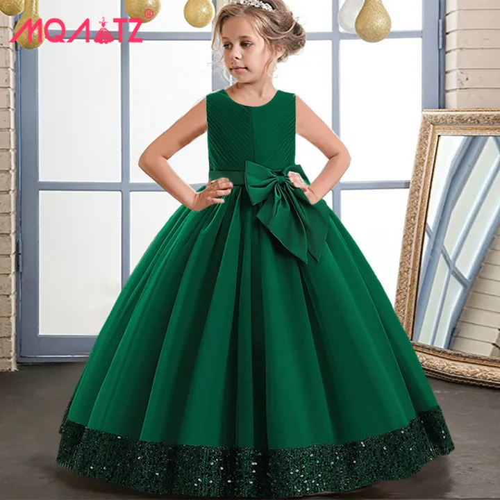 slim fit dress slacks Girl's Emerald Green Beaded Dress | Flower Girl Dress main image 0