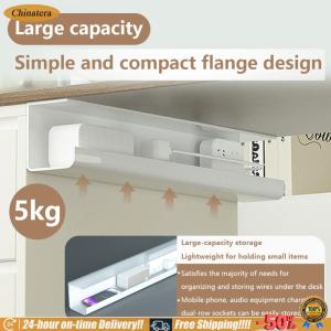 [Chinatera Brand Store]Under Desk Cable Management Tray Self Adhesive Under Desk Cable Shelf Flame Retardant Cable Storage Rack for Home Office