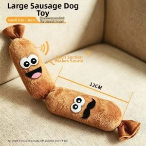 AKZDXE Simulated Dog Sausage Plush Chew Toy Press-to-Squeak with BB Sound Pet Boredom Relief Toy Durable Chew-Resistant Dog Squeaky Toy