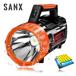 LED Searchlight Camping Lamp Rechargeable Flashlight Torch Light With Side Light