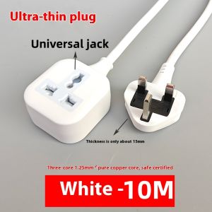 Malaysia 1 Way White Extension Thin Uk Plug Universal Power Extension 5m 7m 10m Cable Long Extension Cord British Standard Socket Ground Tow Line Power Supply Anti-fall UK 3 Pin Plug Power Strips Travel Wall Wire Socket Extender Multiplug Socket