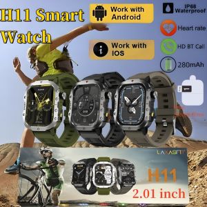 2024 Original H11 Smart Watch 2.01 inch Men Women 3D Transitions UI Dynamic Island Bluetooth Call IP68 Waterproof Outdoor Sport Fitness SmartWatch For Android Phone
