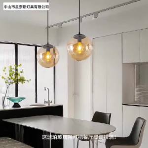 SXH Nordic-style restaurant bar pendant light minimalist single-head design creative bubble-shaped transparent glass sphere small chandelier for milk tea and coffee shops