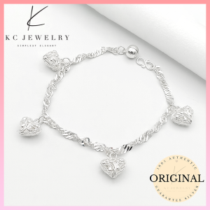 KC Jewelry S925 Silver 4 Classic Hollow Love Wavy Bracelet