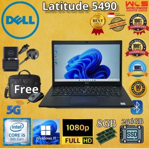 Dell Latitude 5400 | 14 inch Full HD FHD Business Laptop | Intel 8th Gen i5-8350U Quad Core | 8GB DDR4 | 256GB SSD | Win 11 Pro Refurbished with preowned Free Mouse & Bag