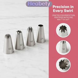 Heabety Thép không gỉ lớn đường ống lời khuyên thiết lập cho lễ kỷ niệm bánh trang trí 5pcs Icing vòi phun Pastry fondant nghệ thuật