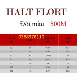Dây Cước Câu Cá Đổi Màu 100% Nylon Halt Flort 500M Tải Cá Tốt Dùng Làm Dây Trục - DC500M6