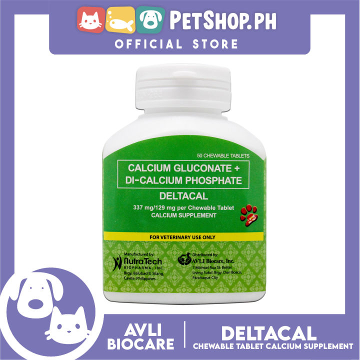 Deltacal Calcium Supplement Chewable Tablet for Dogs and Cats - 50 Tablets