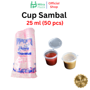 Sauce Cup 25 ml isi 50 pcs Wadah Tempat Saos Sambal Plastik Thinwall Klip
