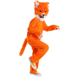 Kids Party Costumes For Animal Fox Plush Children Halloween Cosplay Fox Orange Jumpsuit Performance Dress Carnival Fox  Tail