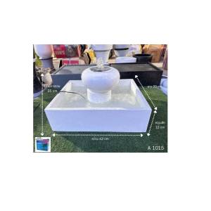 {น้ำล้นฮวงจุ้ย}น้ำผุดฮวงจุ้ยสีขาว น้ำพุหัวทรงแบนA1015ได้ยกชุดมีปั๊มน้ำ