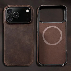 for Magsafe Case for iPhone 15 16 17 Pro Max 17Pro 17 Air 16Pro Retro Luxury Genuine PULL-UP Leather Magnetic Phone Back Cover