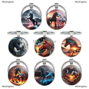 [COD] Modingdue Vintage Animal Horse Head Pattern Circular Pendant Keychain Backpack Hangings Decoration Gifts