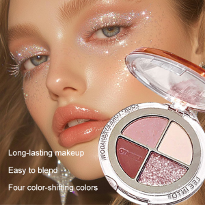 Flowing Color Linglong Four-Color Eyeshadow Palette Long-Lasting Eye Shadow Make Up Cosmetics Makeup Smooth Cocoa Color Silky
