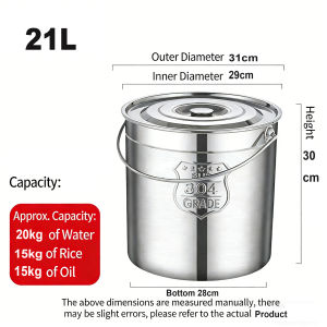 Sealed Storage Bucket With Handle Stainless Steel Rice Dispenser Sale Rice Keeper Storage Multifunctional Food Container Kitchen Moisture-Proof Rice Barrel Kitchen Organizer 5KG/10KG/25KG/50KG