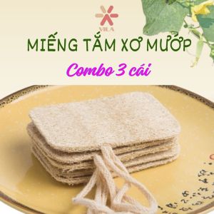 Combo 3 sản phẩm Sơ mướp tắm Tự Nhiên- May 3 lớp- Tẩy Da Chết Massage Cơ Thể Giảm Mụn - Bông Tắm Tạo Bọt Xà Phòng Làm Sạch Da