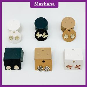 Mazhaha 50pcs vòng tông Bông tai thẻ hiển thị trống Kraft Giấy trang sức treo thẻ cho Bông tai tai Studs bán bao bì