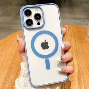 [FN]เคสขอบสี magnetic เคสไอโฟน เคส compatible for iPhone 16 15 14 13 12 11pro max โปร แม็กซ์ เคสใส Acrylic HARD CASE #23