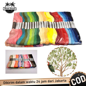 24 50 Warna Embroidery Floss Thread Paket Benang Sulam Set Import