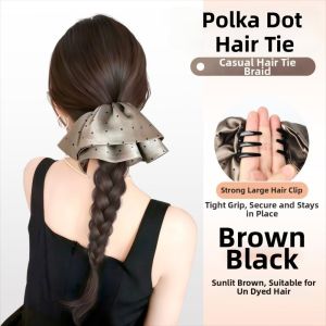 GIORGIONE Chấm bi Tóc nối đuôi ngựa tết nơ scrunchie 18 inch Làm thủ công Tóc giả tết xoắn Cổ điển Ngọt ngào Tóc giả tết bím dài dày dành cho phụ nữ