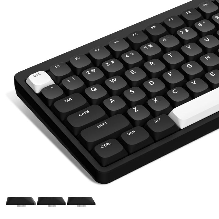 WOMIER 129 Key Low Profile WOB White Black Slim Keycap Double Shot PBT ...