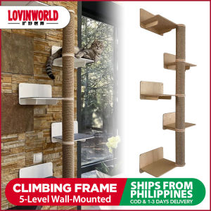 5-Level Wall-Mounted Indoor Cat Tree Wall Furniture Cat Climbing Frame With Scratching Board  Perches Bridge for Indoor Cats