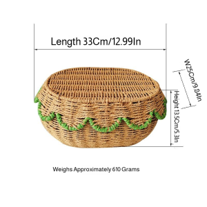 Rattan fan-shaped storage basket hand-woven lace with lid storage basket room decoration storage storage box