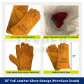 Hercules Full Leather Gloves Orange (Premium Grade) 13" by Leeden Online Store. 