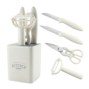 Cream Style Kitchen Gadgets Suitfor Home Stainless Steel Fruit Knife Peeler Scissors Egg Whisk Food Tools