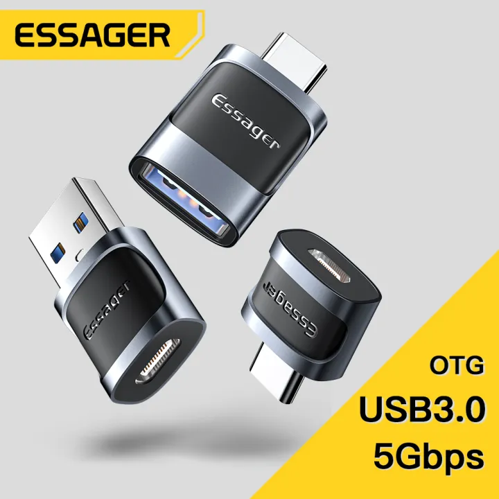 Essager USB To Type C OTG Adapter Converter Type-C for MacBook Xiaomi  Samsung Adapter Male To Micro USB C Female Adapter Lazada PH