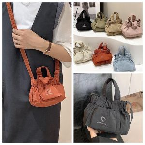 DENIFFY Korean Style Nylon Shoulder Bag Crossbody Bag Small Canvas Messenger Bag Casual Bucket Bag Dumpling Bag Women