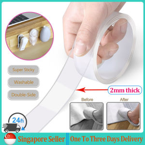 (3Pcs/Pack) 2mm Thick Double Sided Tape Removable Reusable Nano Tape Waterproof Adhesive Tape Multi Purpose Traceless Adhesive Tape Washable Self adhesive Transparent Tapes Glue CNY Gift Present