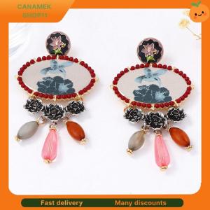 ❣️❣️❣️ Vintage Ethnic Style Bohemian Fly Bird Printed Alloy Flower Water Drop Pendant Earrings For Women Banquet Party Jewelry Gifts