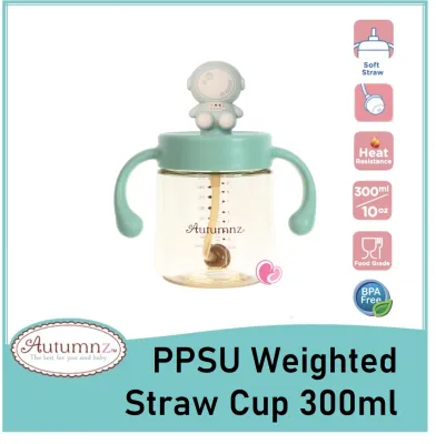 Autumnz PPSU 300ml/10oz Straw Cup with Handle 9 Months+ Weighted Straw Cup