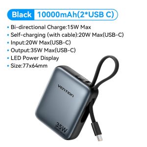 [CCC Certification]Vention 65W  with Cable 20000mAh Three-Way PD Fast Charging  Digital Display For Phone
