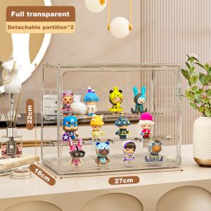 NEST Full Clear Acrylic Popmart Display Box Transparent Storage Box Stackable Labubu Figurine Display Case