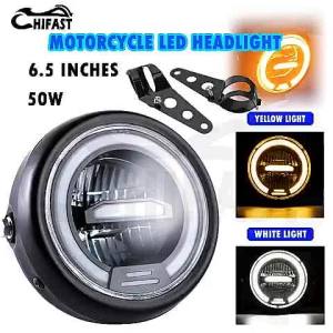HIFAST Universal Retro Motorcycle  LED Headlight Head Lamp LED Light  Motorcycle Headlight