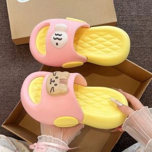 2026 Summer New Color-Block WomenS Slippers For Outdoor Wear Versatile Cute Cartoon Design Comfortable Thick-Soled EVA Height-Increasing Slide Sandals