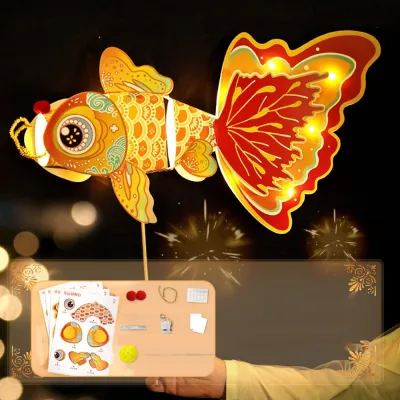 LINSBAYWU Phát sáng Đèn lồng cá vàng Dạ Quang Thủ công Đèn lồng lễ hội trung thu tự làm Dễ thương Chúc may mắn Đèn lồng cá chép Lễ hội trung thu
