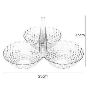 YESPERY 1/4ชิ้นถาดผลไม้พลาสติกซ้อนได้หลายชั้นถาดลูกอมอเนกประสงค์แบบหมุนได้ที่วางขนมโต๊ะกาแฟ