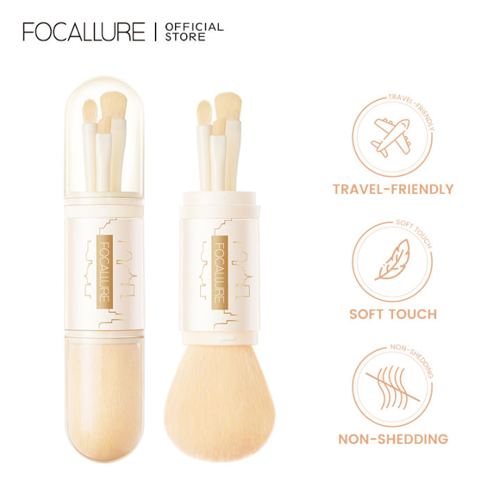 FOCALLURE ModernUrban 4In1 Makeup Brush Set 4pcs Portable Telescopic
