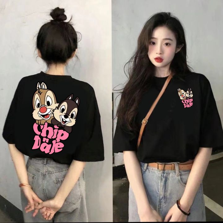 wofacai เสื้อโอเวอร์ไซส์แขนสั้นสีขาว ลายการ์ตูน เเนวสตรีท คอกลม แฟชั่นส ...