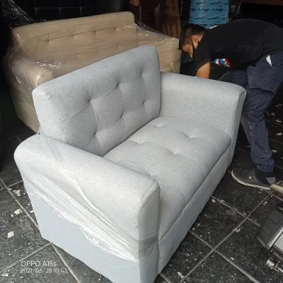 erika 2 seater sofa light grey fabric uratex foam cod only !!!