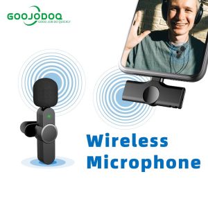 GOOJODOQ Wireless Lavalier Mini Microphone for Phone Vlogging Cellphone Portable 2 Gen Remove Noise Cancelling Mini Mic Lapel for iPhone Android Phone Live Broadcast